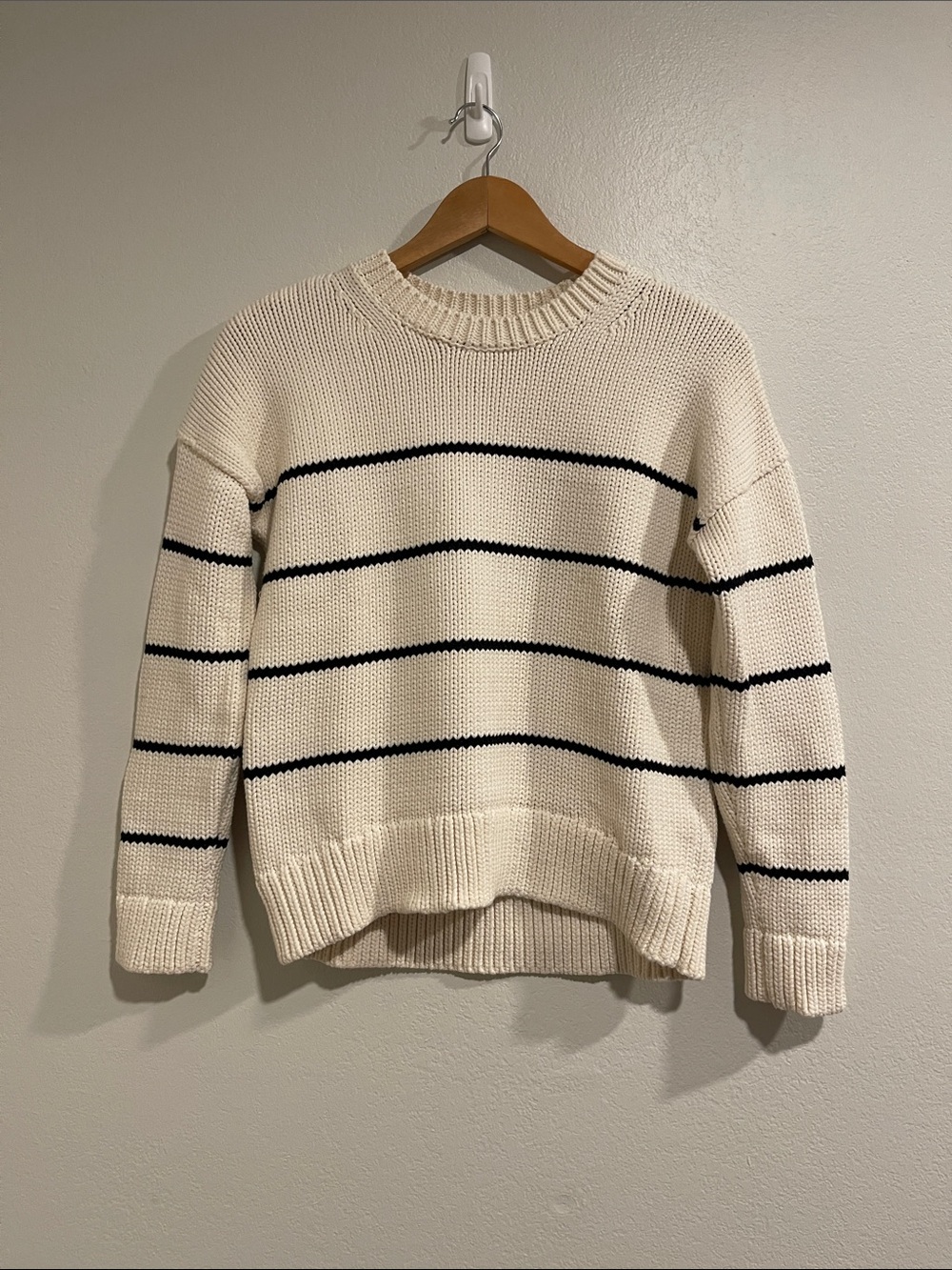 Banana Republic • Cream and Navy Striped Knit Sweater